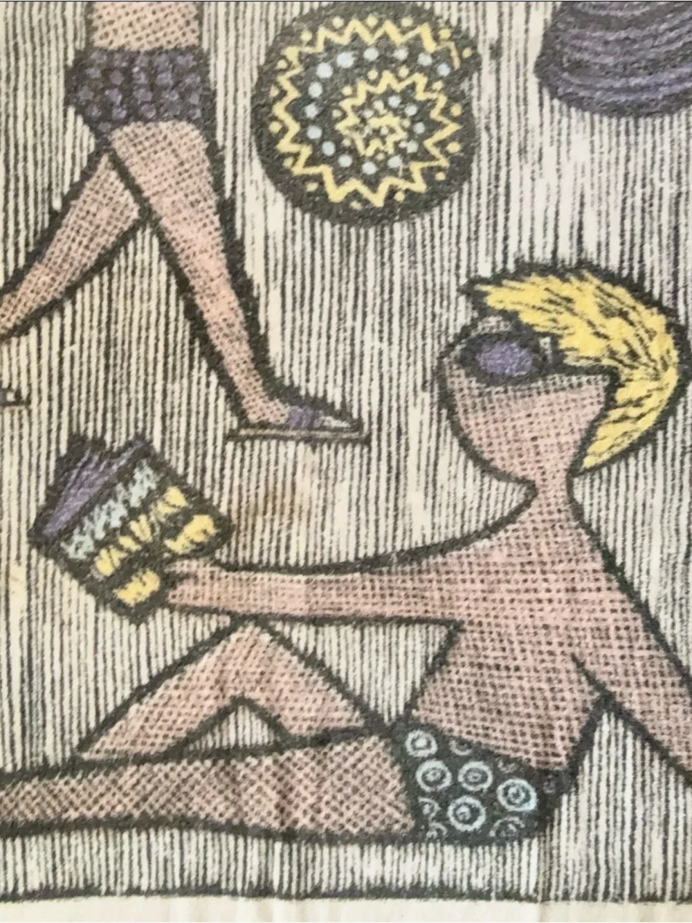 Vintage MCM 1950’s-60’s Royal Terry Beach Towel Novelty Kitschy Couple 36x60